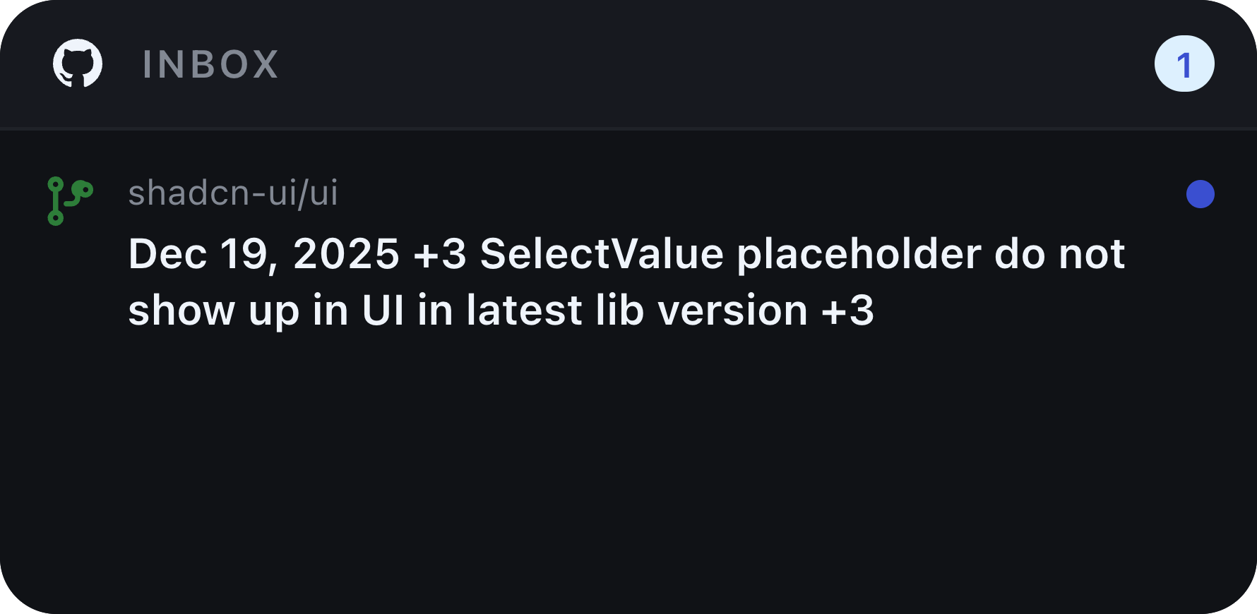 GitHub Notifications Inbox desktop widget preview